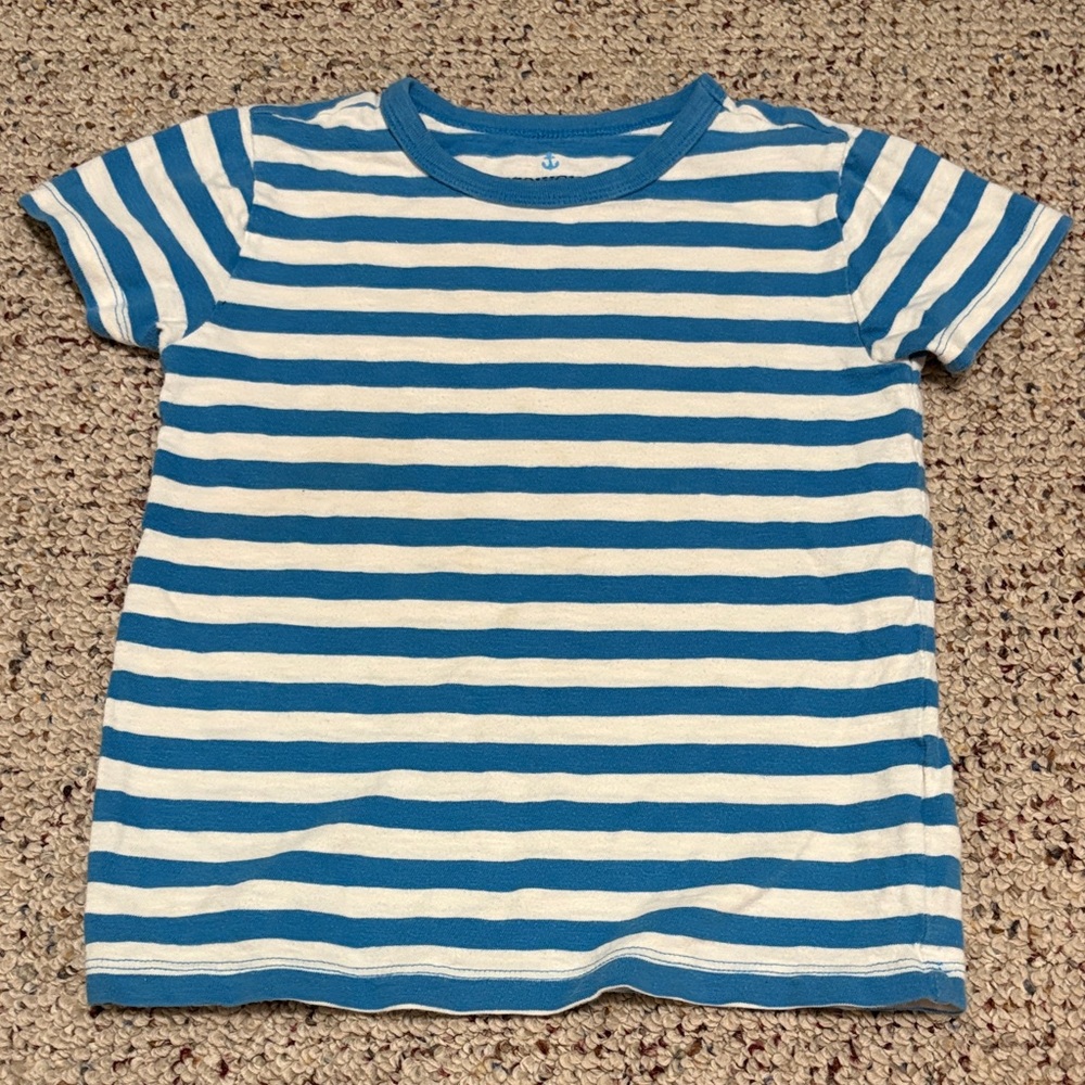 J. Crew Blue and White Striped Short Sleeve Tee